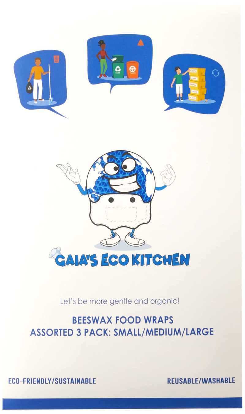 Gaia's Eco Kitchen Beeswax Wraps | Eco-Friendly Reusable Food Wrap | All Natural Food Storage | Zero Waste Beeswax Wraps